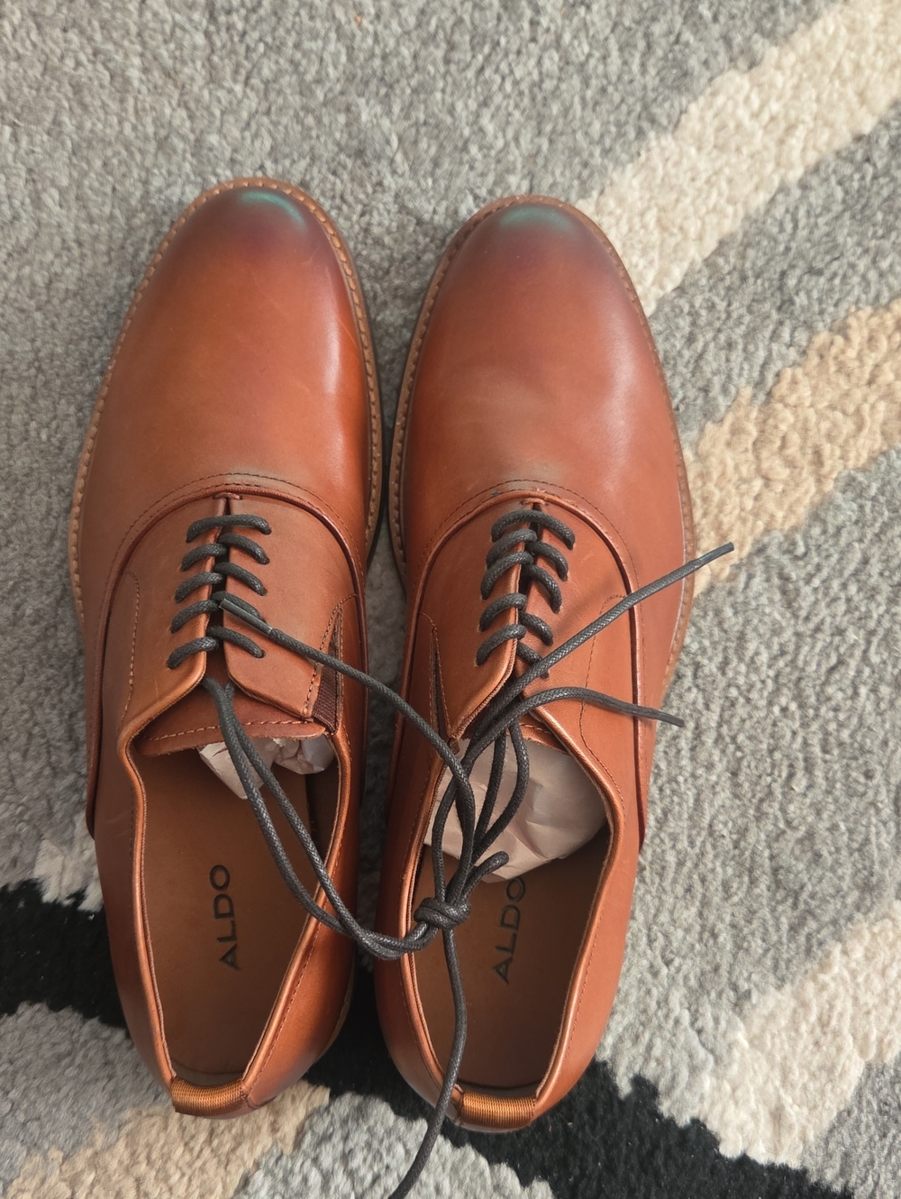 Aldo Men's Brown Leather Derby Oxfords with Black Laces